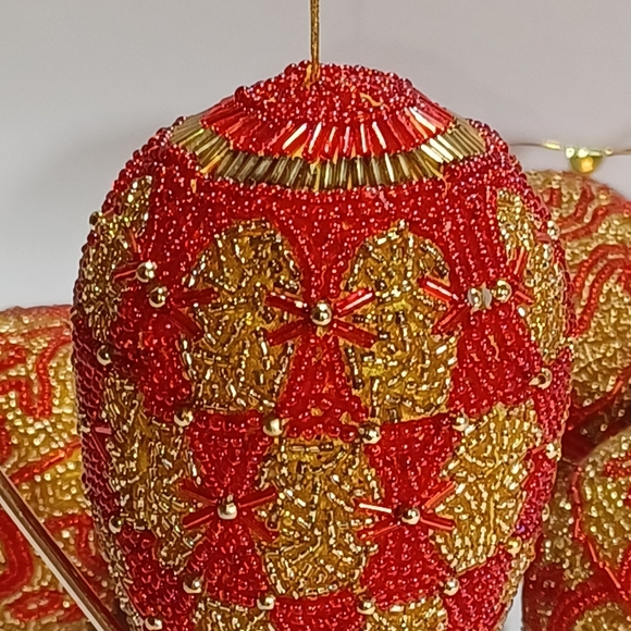 9, Red & Gold Beaded Ornaments - Picture 11 of 11